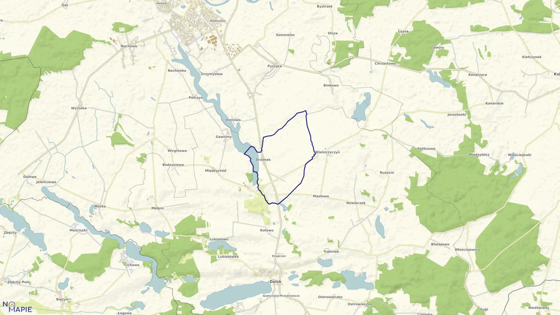 Mapa obrębu DRZONEK w gminie Dolsk