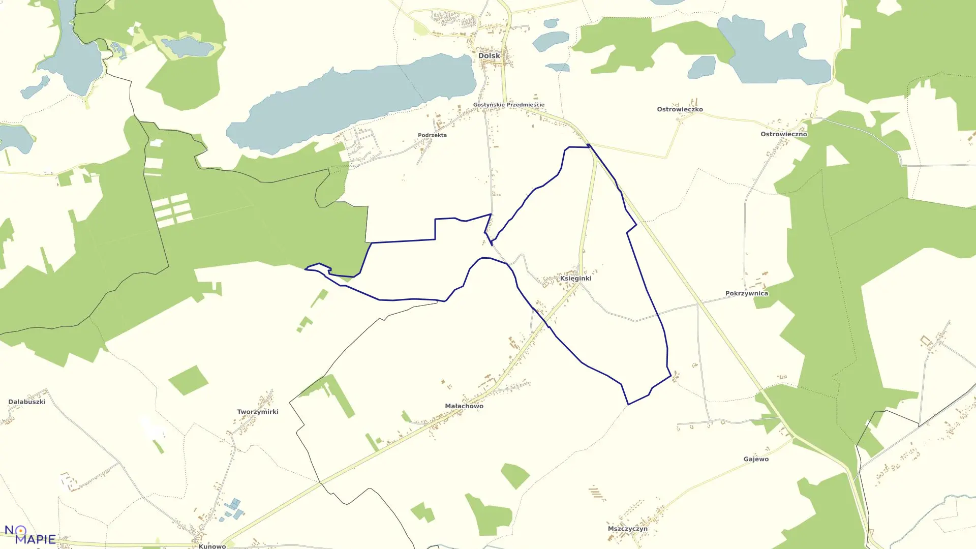 Mapa obrębu KSIĘGINKI w gminie Dolsk