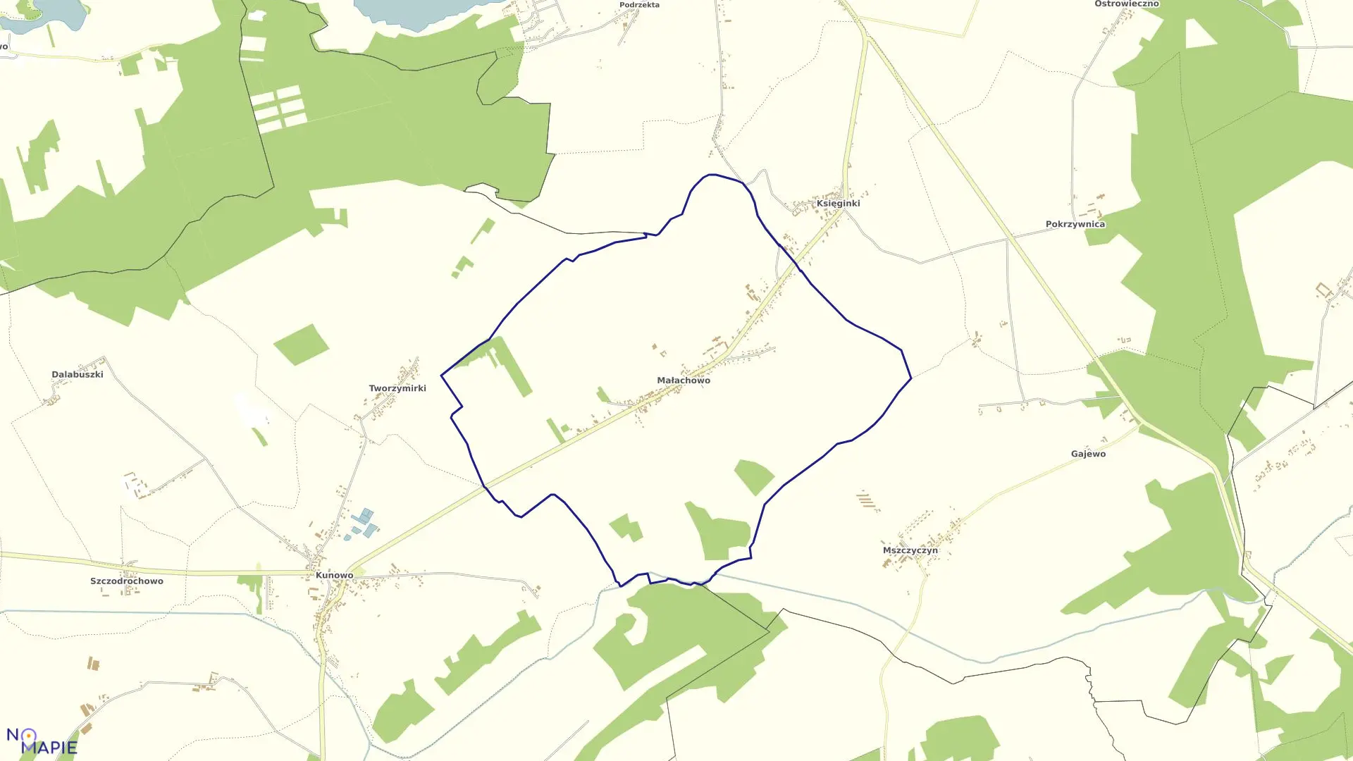 Mapa obrębu MAŁACHOWO w gminie Dolsk