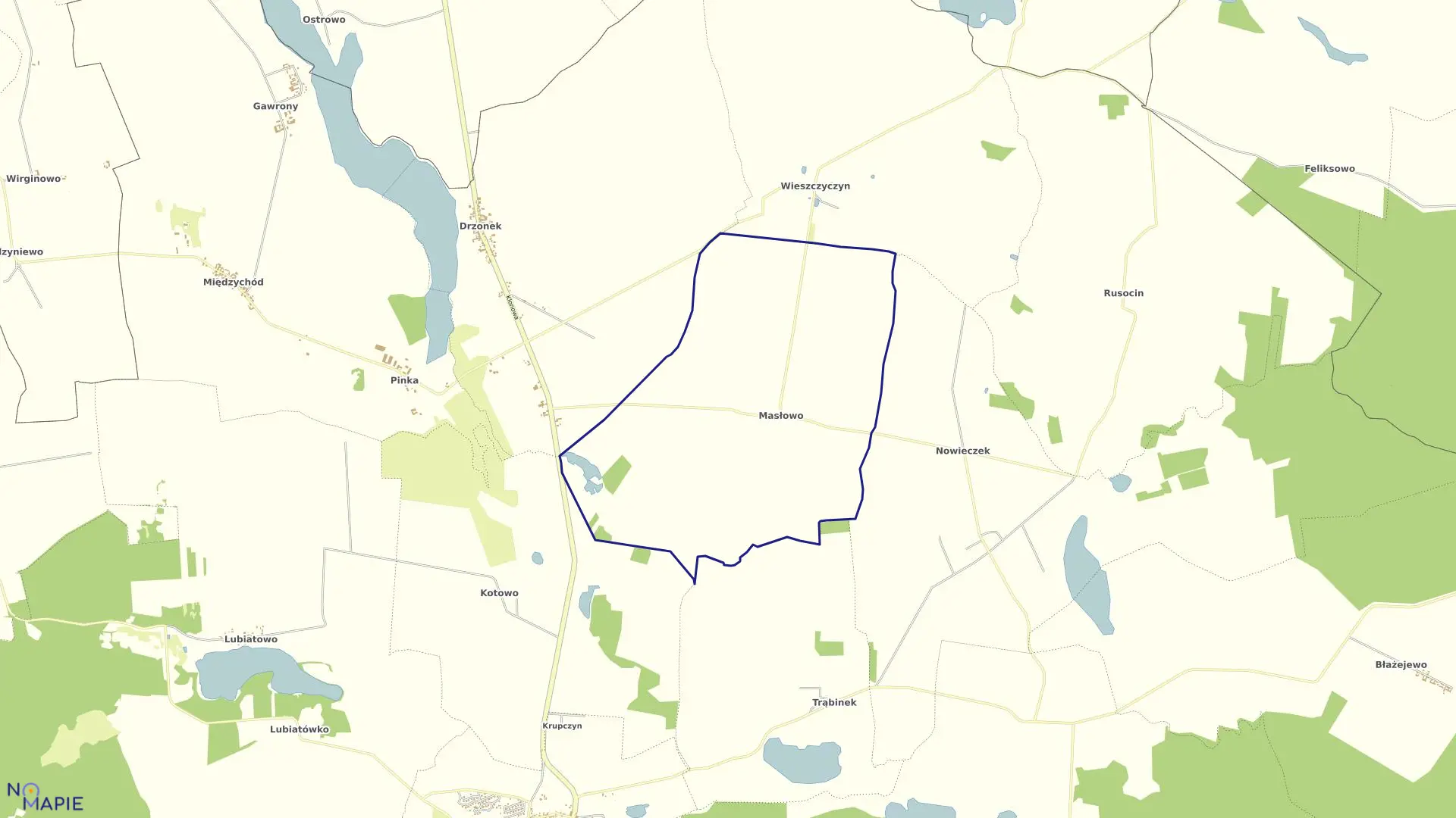 Mapa obrębu MASŁOWO w gminie Dolsk